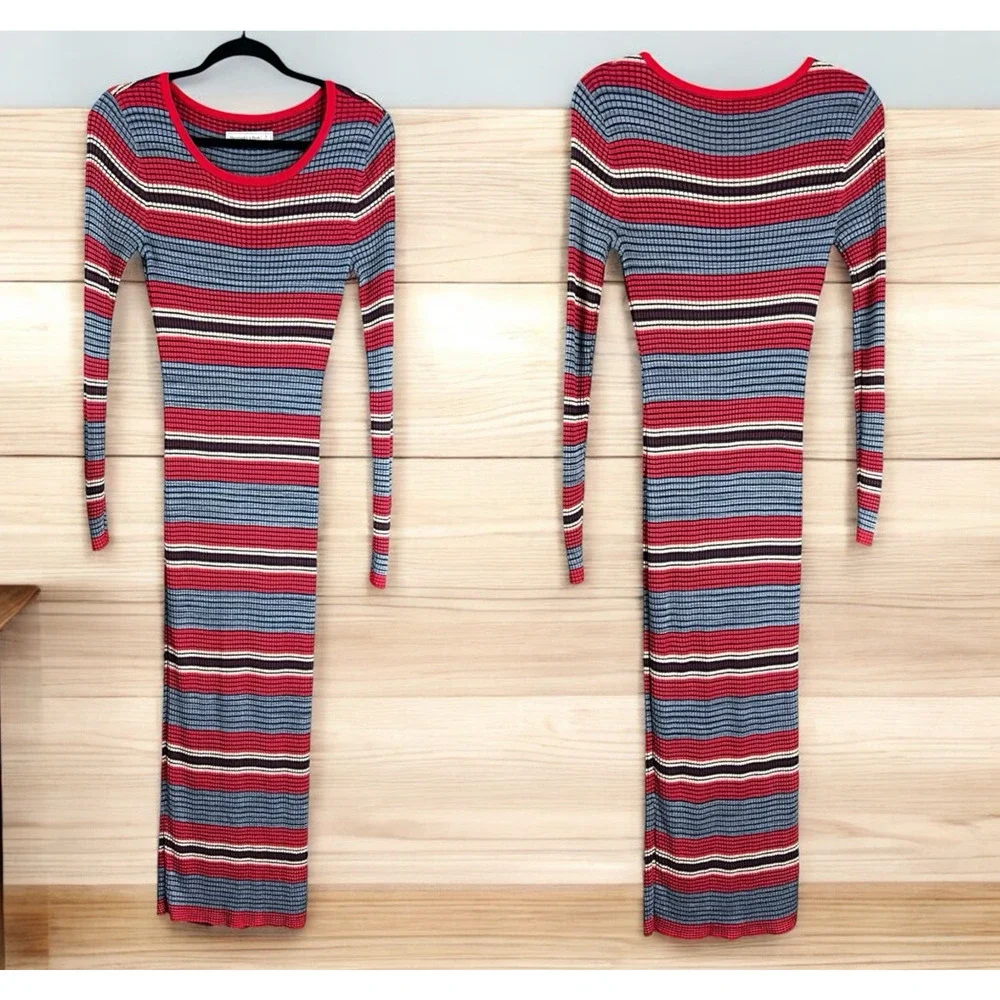 Abercrombie & Fitch Sweater Maxi Mermaid Dress Size Small Ribbed Long-Sleeve Y2K